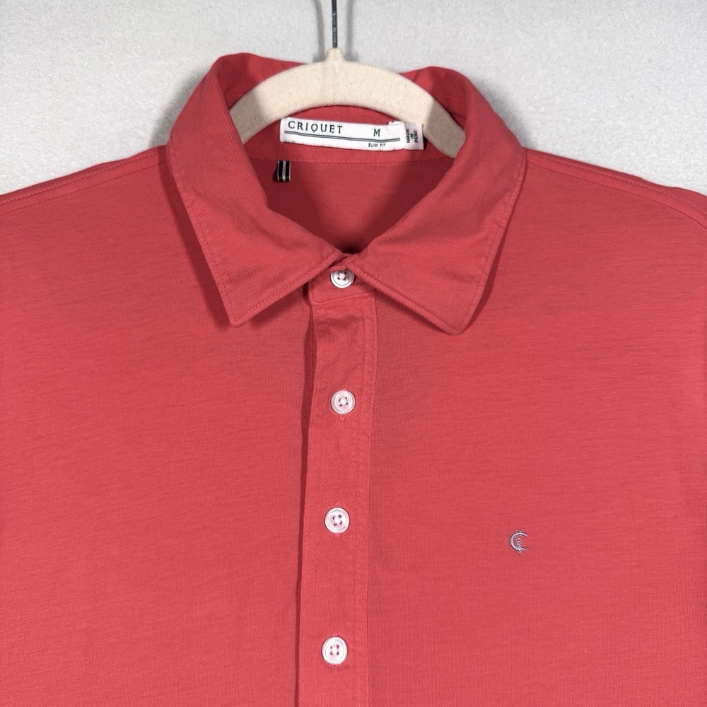 Criquet Polo Shirt Mens Medium Slim Fit Top Shelf Range Polo Pima Cotton Coral